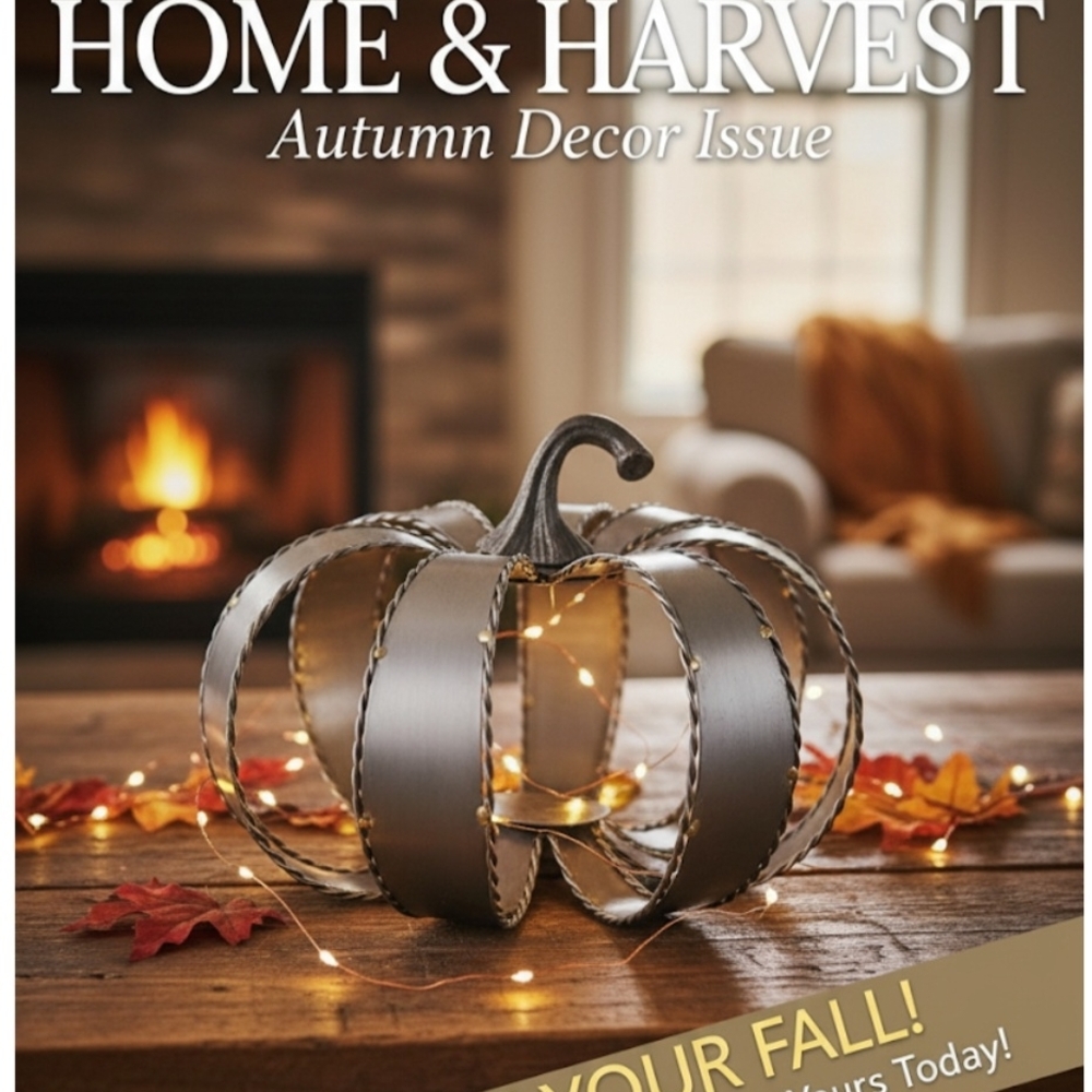 Silver Pumpkin Home Accent. Decoration / Electric Tea Candle  Holder. Fall